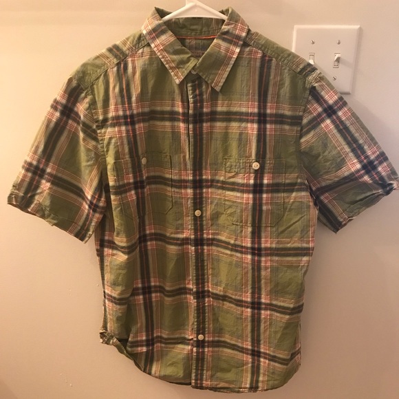 Green short sleeve button up - Picture 1 of 2